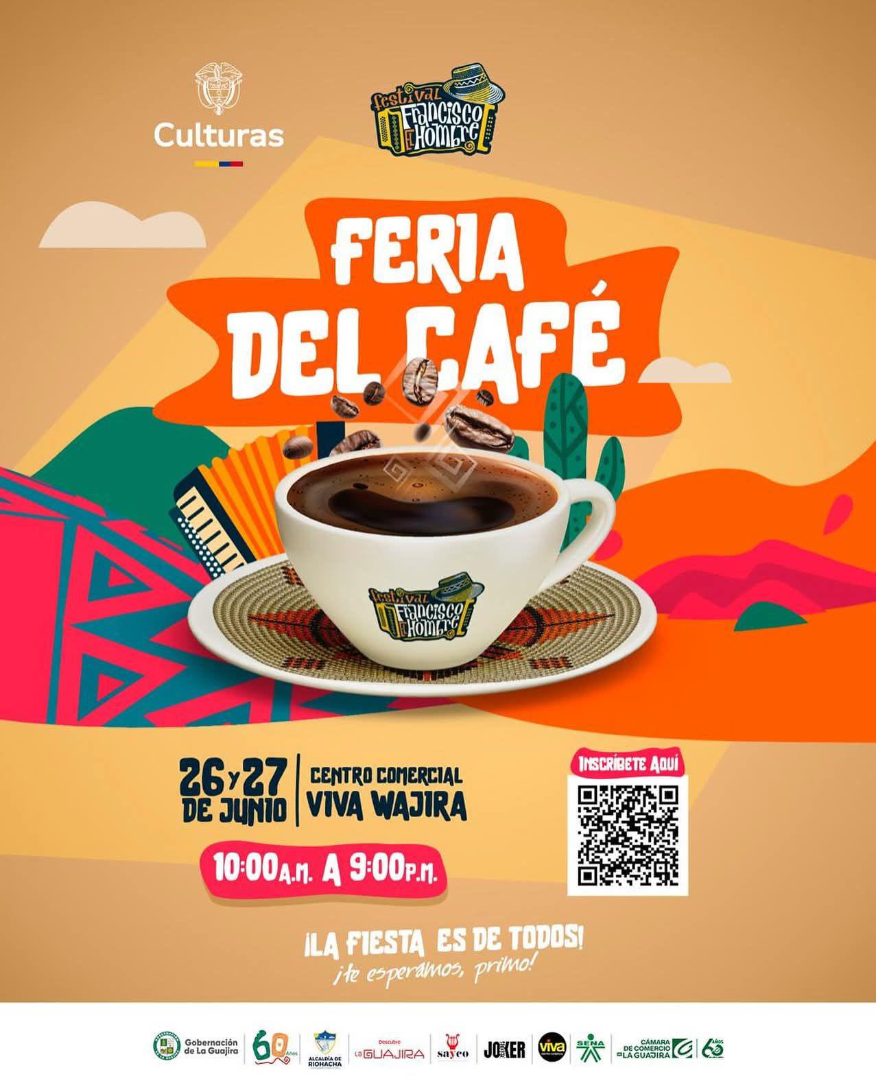imagen de La Alcaldía de Riohacha invita a la Feria del Café y Feria Artesanal, en el marco del Fetival Francisco el Hombre.